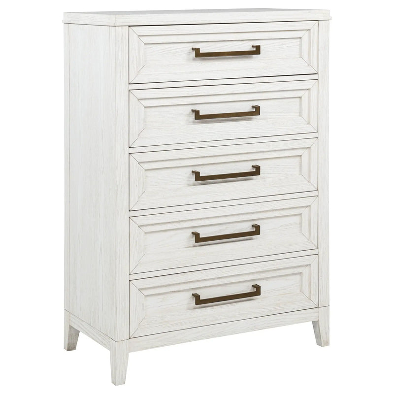 Marielle 5-drawer Bedroom Chest Distressed White by Unique Piece Furniture