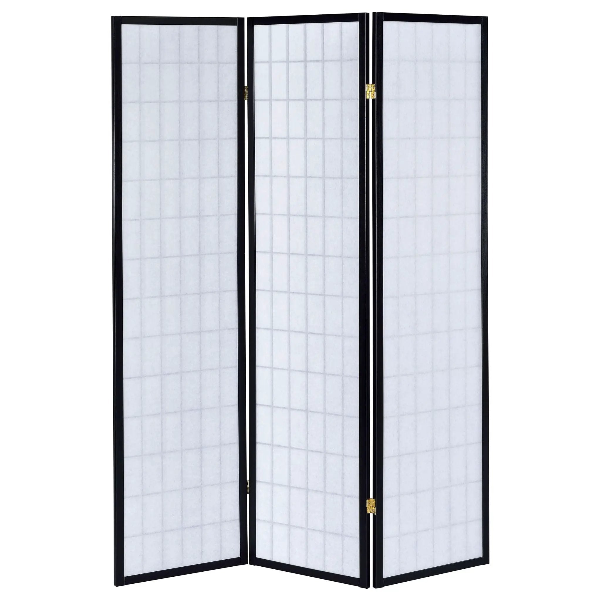 Carrie 3-Panel Room Divider Folding Shoji Screen Black by Unique Piece Furniture