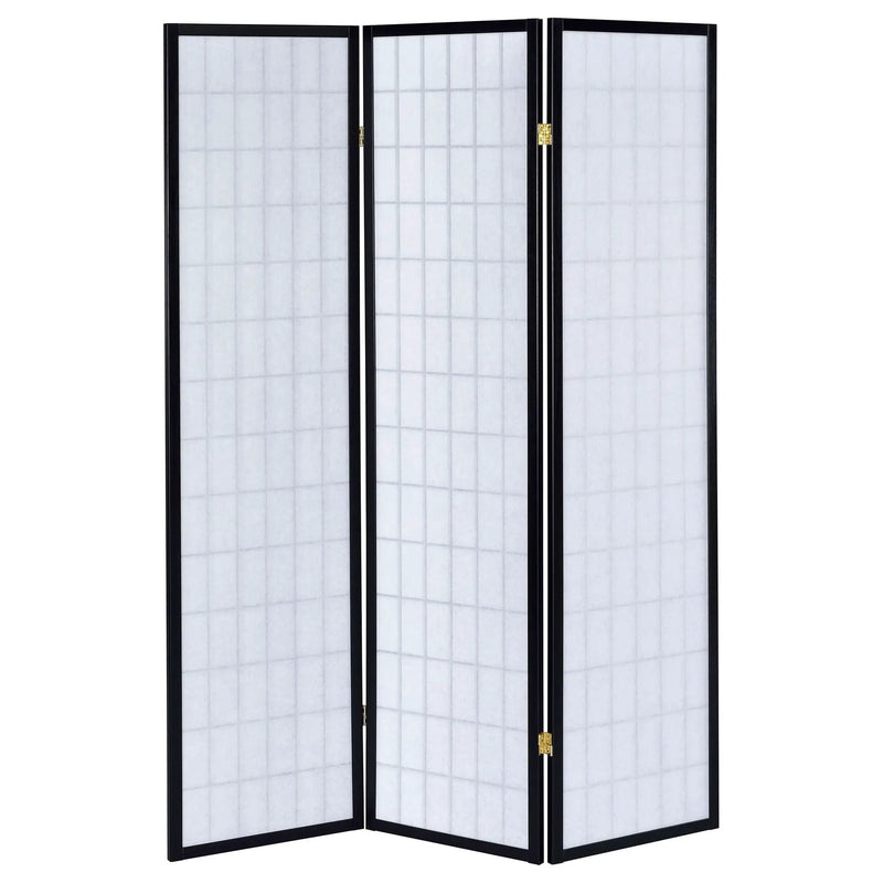 Carrie 3-Panel Room Divider Folding Shoji Screen Black by Unique Piece Furniture