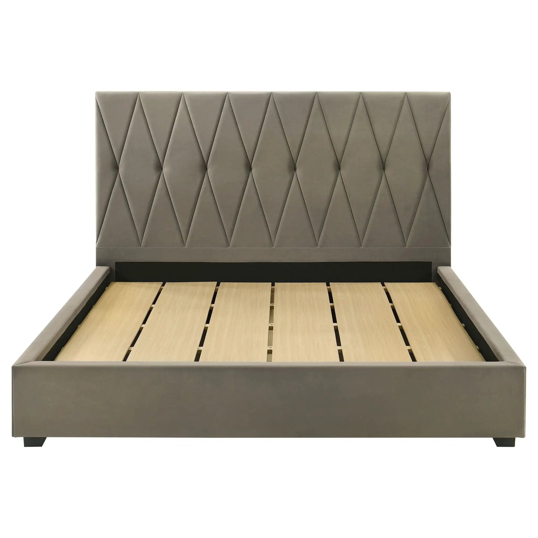 Delsea Upholstered Eastern King Platform Bed Light Brown by Unique Piece Furniture