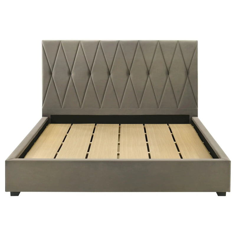 Delsea Upholstered Eastern King Platform Bed Light Brown by Unique Piece Furniture