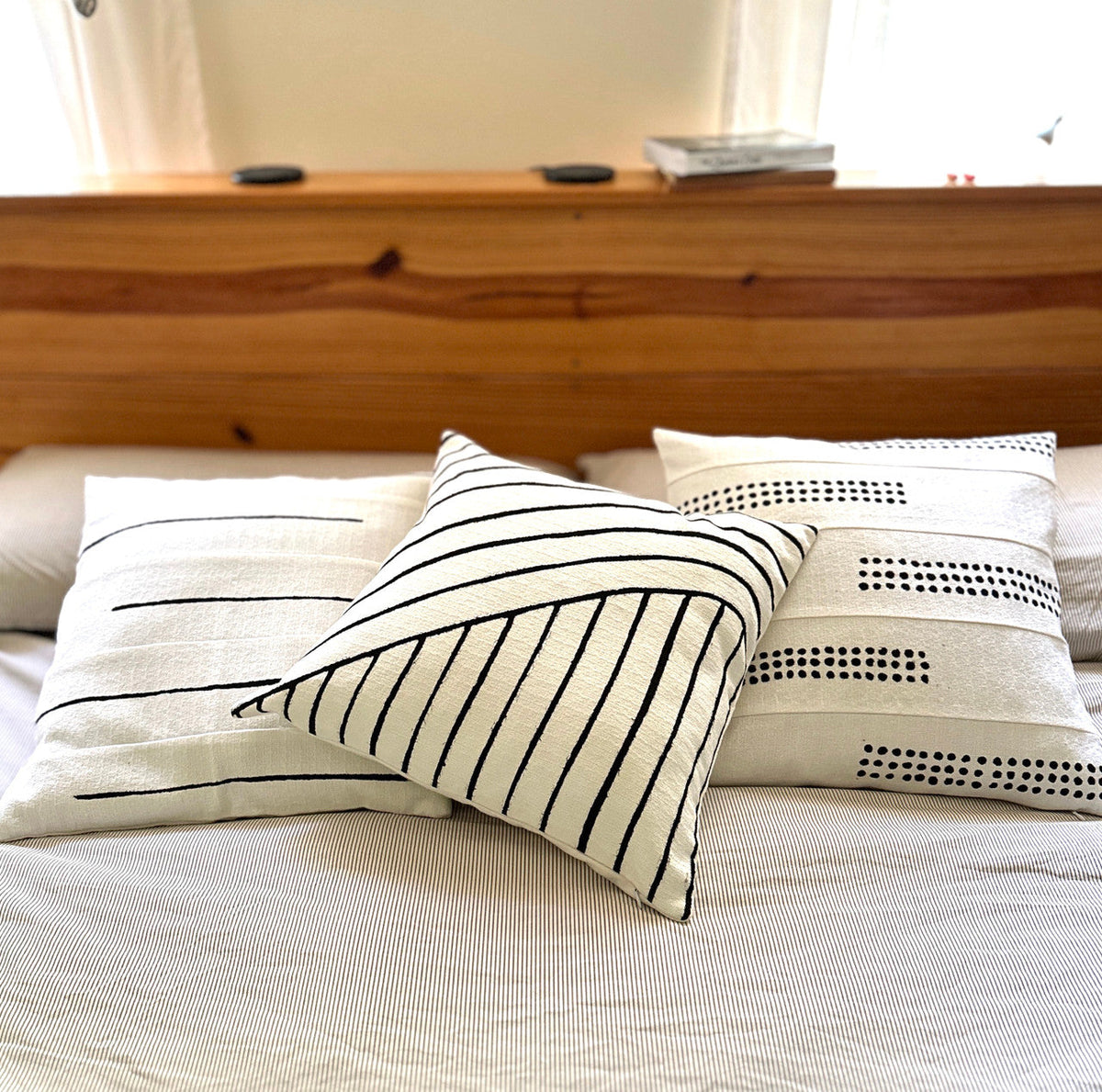 Crossing Lines White Sadza Pillow, photo 3 of 3