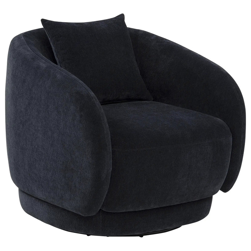 Arnaud Chenille Upholstered Swivel Accent Chair Navy by Unique Piece Furniture