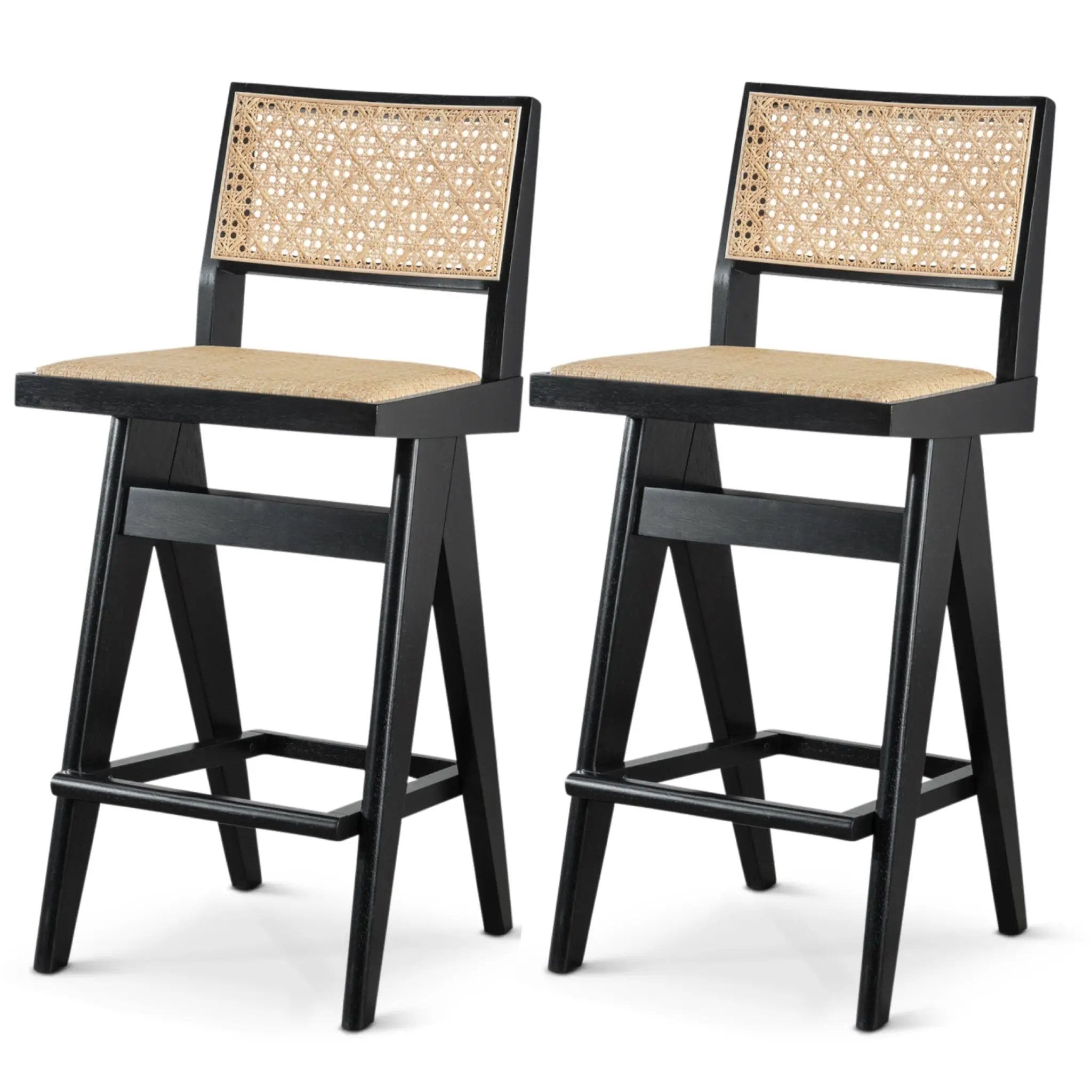 Keira - Bar Stool (Set of 2) - Black / Rattan by HouseOfZazla
