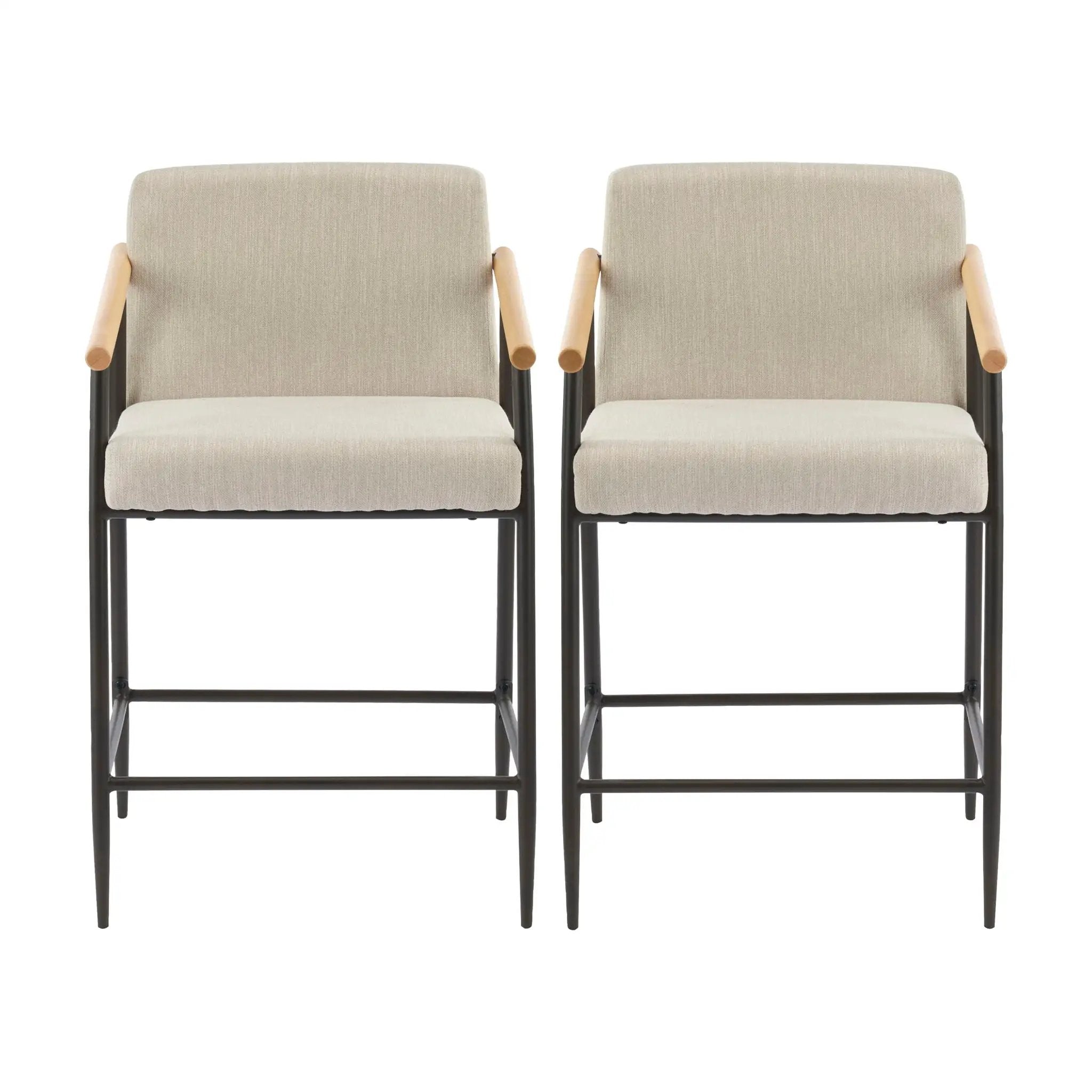 Mid Century Modern Counter Stool Set With Iron Frame