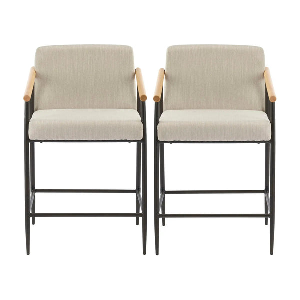 Mid Century Modern Counter Stool Set With Iron Frame