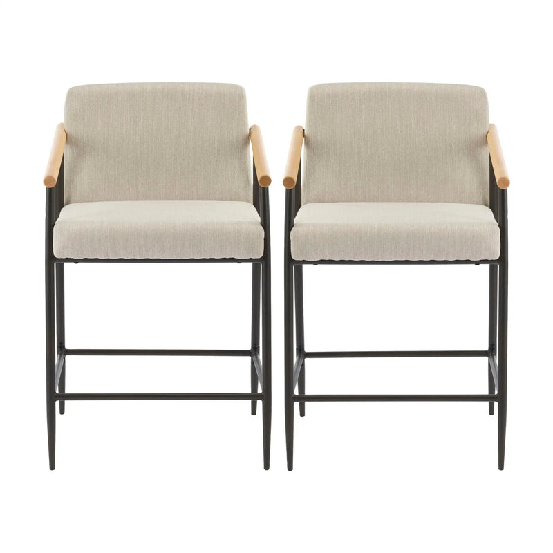 Mid Century Modern Counter Stool Set With Iron Frame