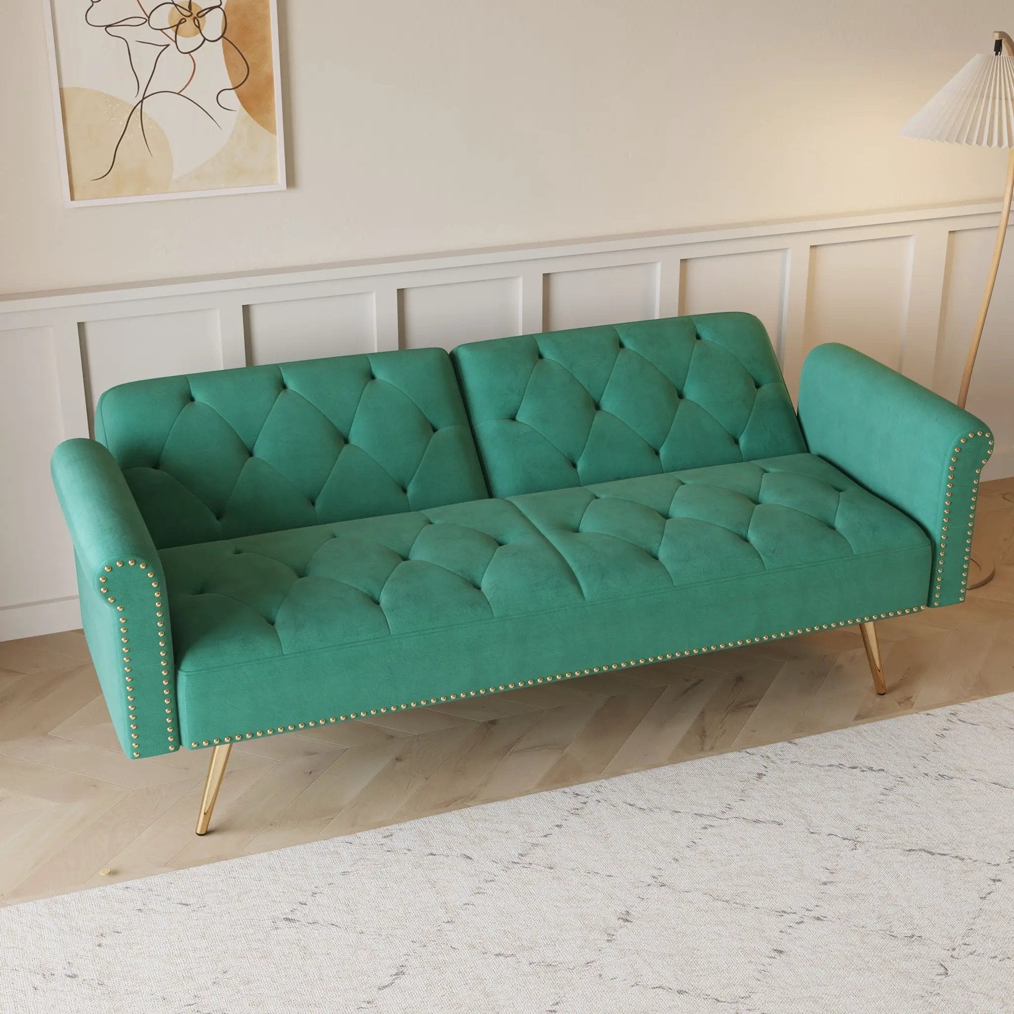 Luxurious Sofa Bed With Nail Head Trim And Matching Pillow by Unique Piece Furniture