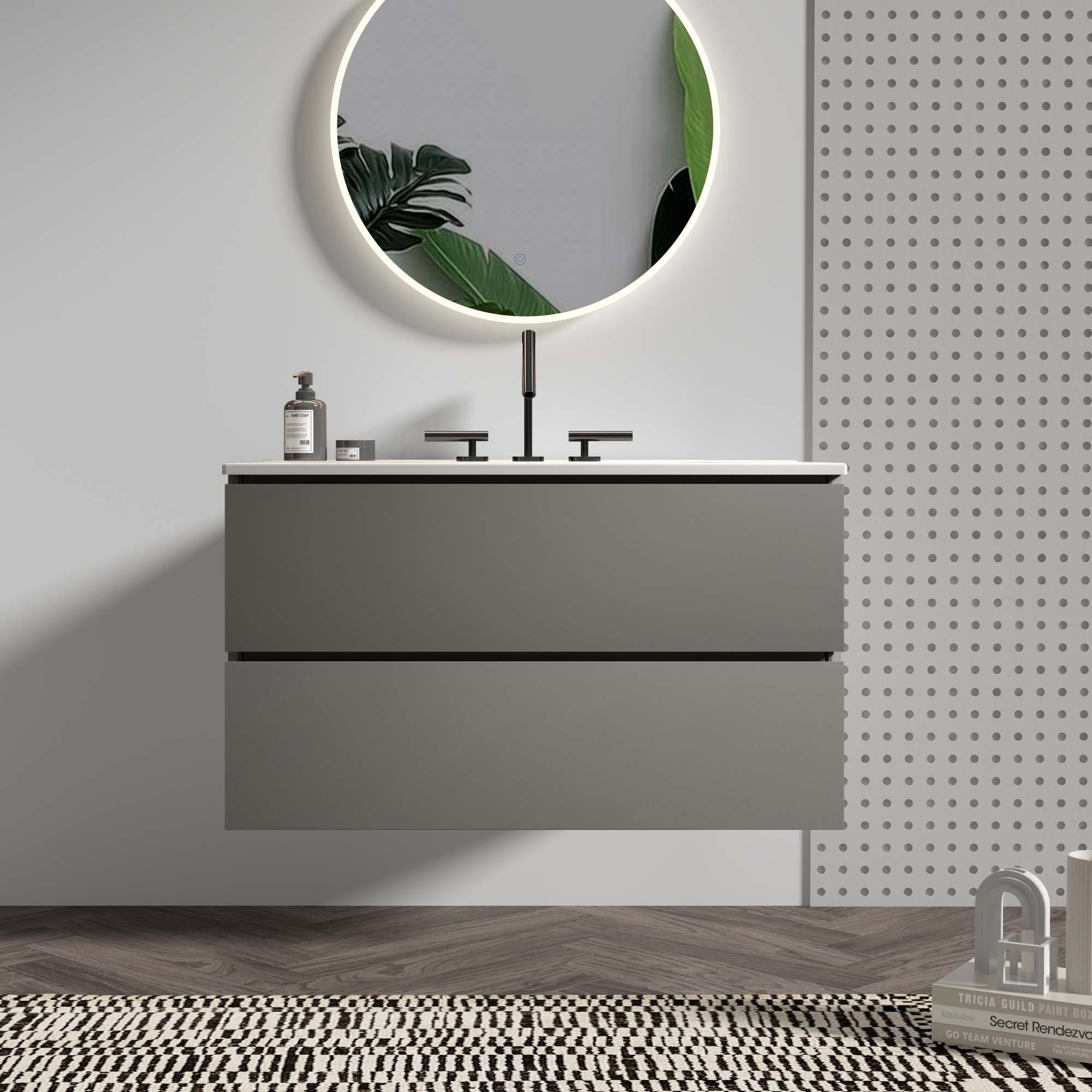 TIA 36" Wall Mount Space Gray Bathroom Vanity by HouseOfZazla