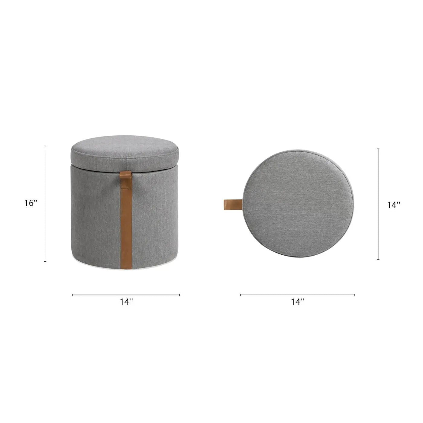 Brandy - Round Upholstered Storage Ottoman With Accent by HouseOfZazla