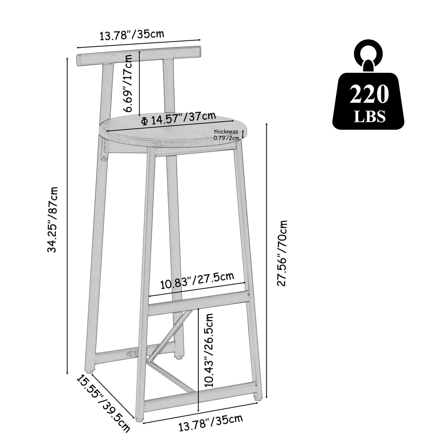 Modern Bar Stools With Backrest For Kitchen (Set of 3) by HouseOfZazla