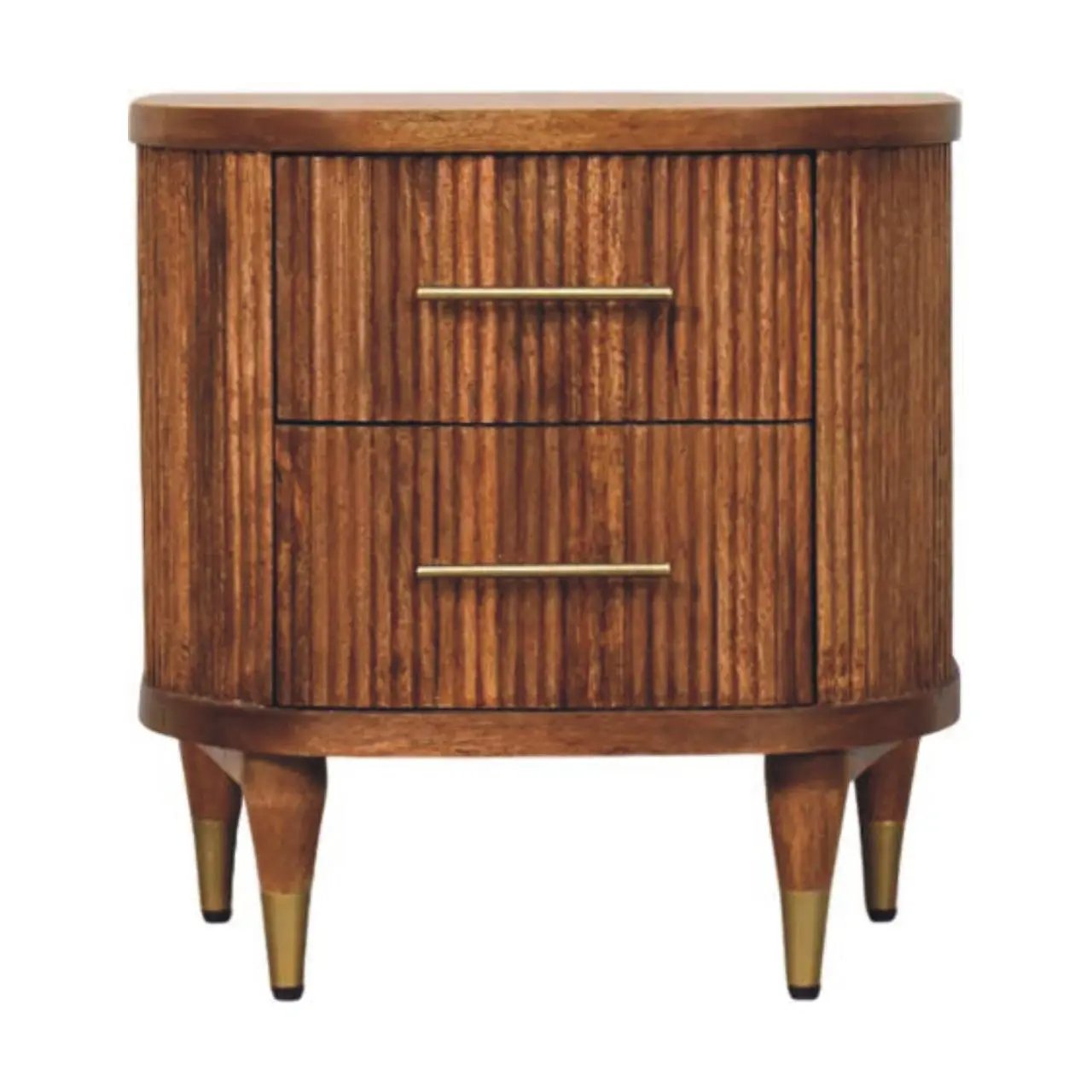 Solid Wood Ribbed Bedside Table by HouseOfZazla