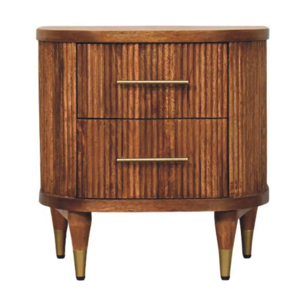Solid Wood Ribbed Bedside Table