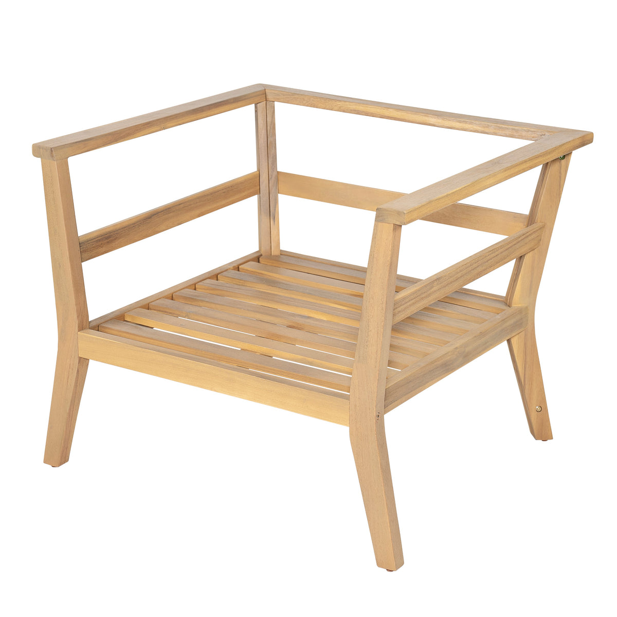Acacia Wood Outdoor Club Chair with Arms - Removable Cushions, photo 9 of 10