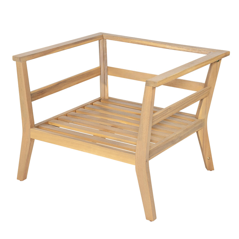 Acacia Wood Outdoor Club Chair with Arms - Removable Cushions, photo 9 of 10