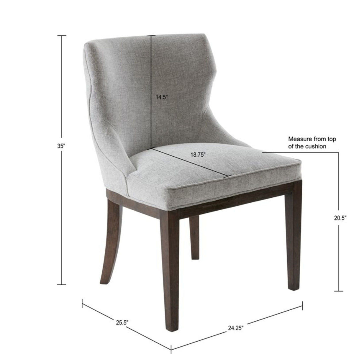 Gray Dining Side Chair Set with Solid Wood Legs - Mist Gray, photo 5 of 8