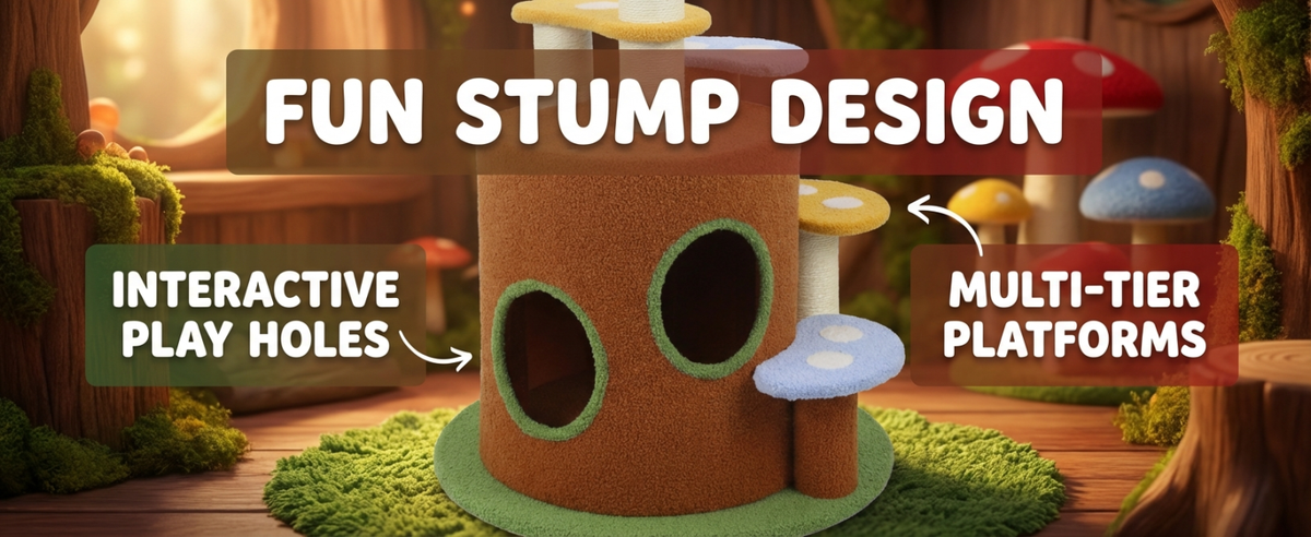 Mushroom Cat Tree With Large Condo Platform Ladder, photo 9 of 10