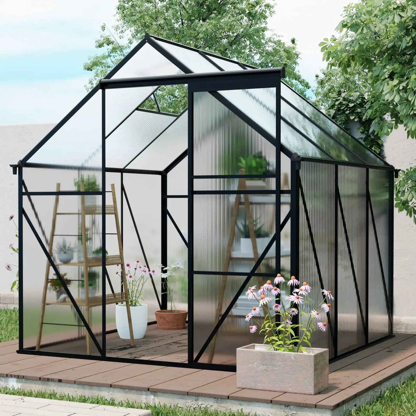 Polycarbonate house Raised Base And Anchor Aluminum Heavy Duty Walk-In houses For Outdoor Backyard In All Season by HouseOfZazla