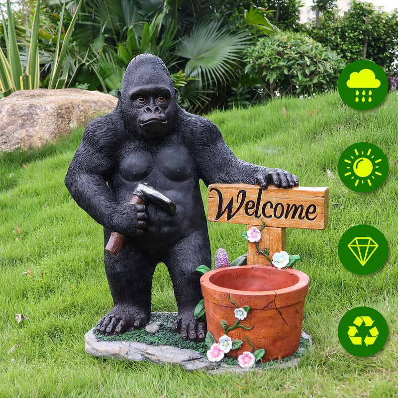 Outdoor Garden Sculpture Chimpanzees Flower Pot Planter by HouseOfZazla