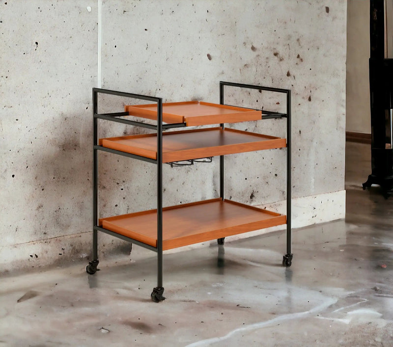 Oaken Honey Oak & Black Finish Serving Cart by HouseOfZazla