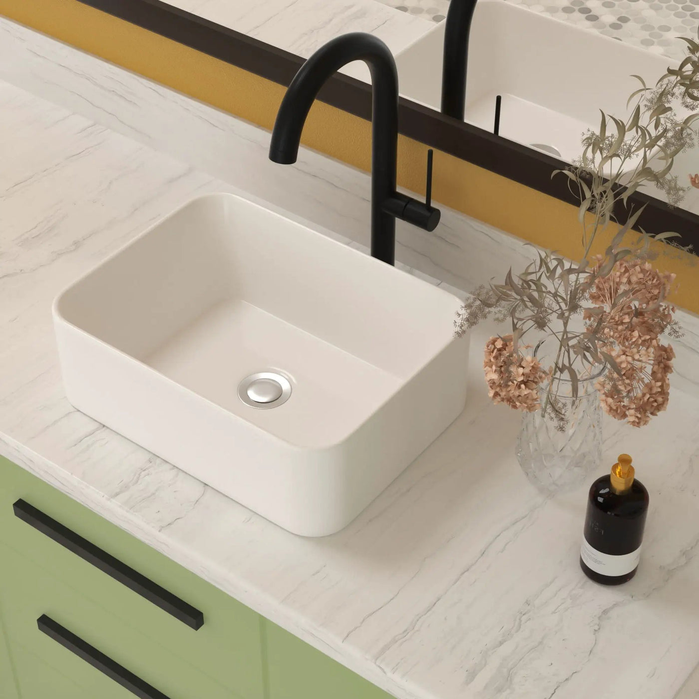 Sleek Ceramic Rectangular Vessel Bathroom Sink by HouseOfZazla
