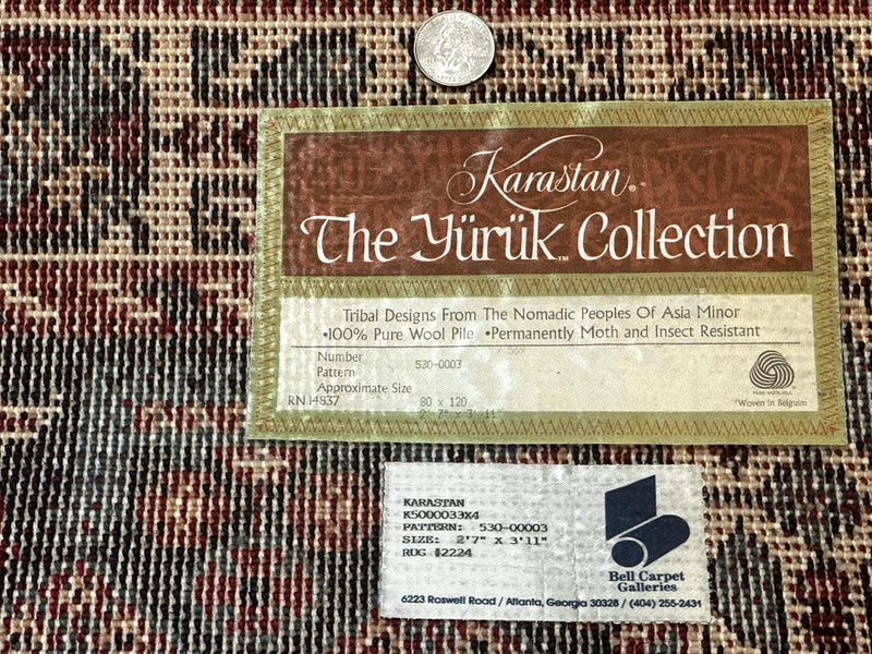 Small Karastan Rug 3x4, Yuruk Collection, Wool, Tribal, Geometric, Navy Blue by Jewel Rugs