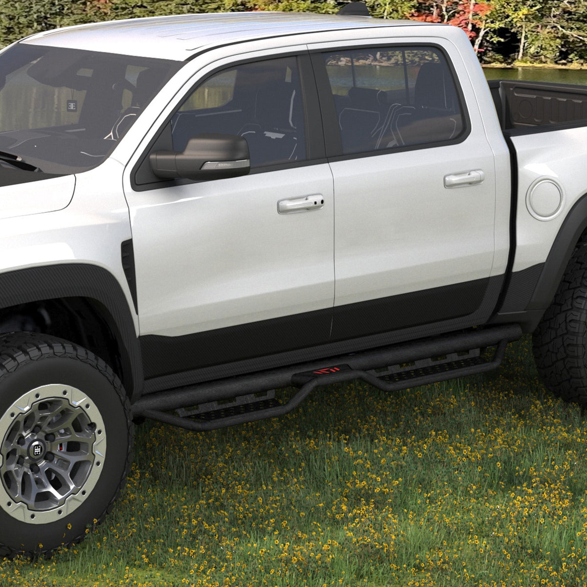 Heavy-Duty Steel Running Boards with Non-Slip Steps - Black, photo 7 of 10