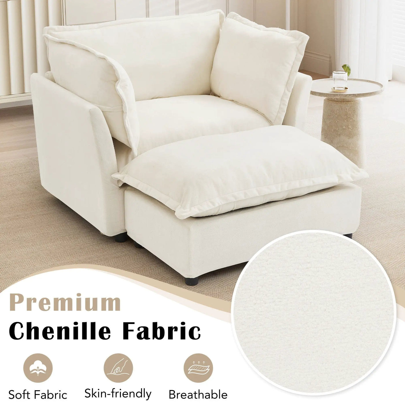 Modern Armchair Sofa With Movable Ottoman by HouseOfZazla