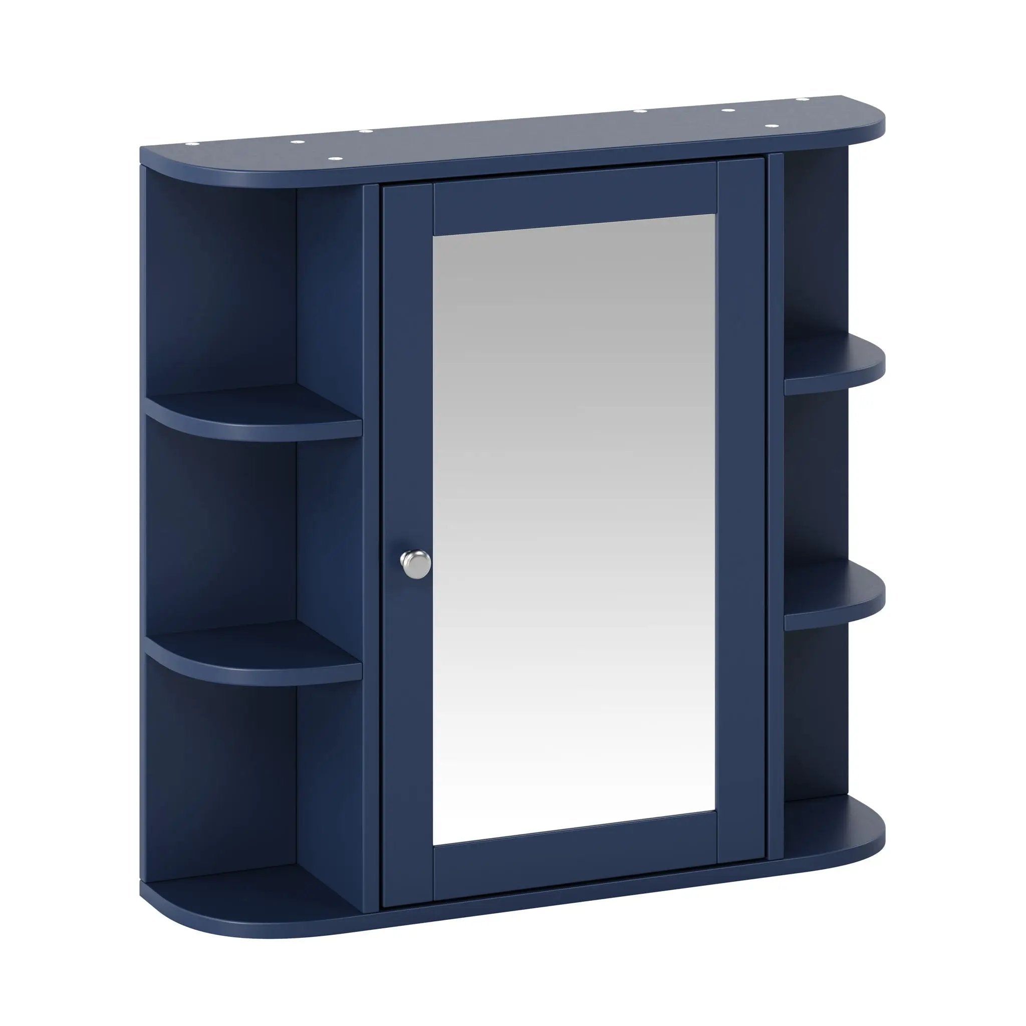 Bathroom Wall Storage Cabinet With Mirror And Adjustable Shelf, 6 Open Shelves by HouseOfZazla