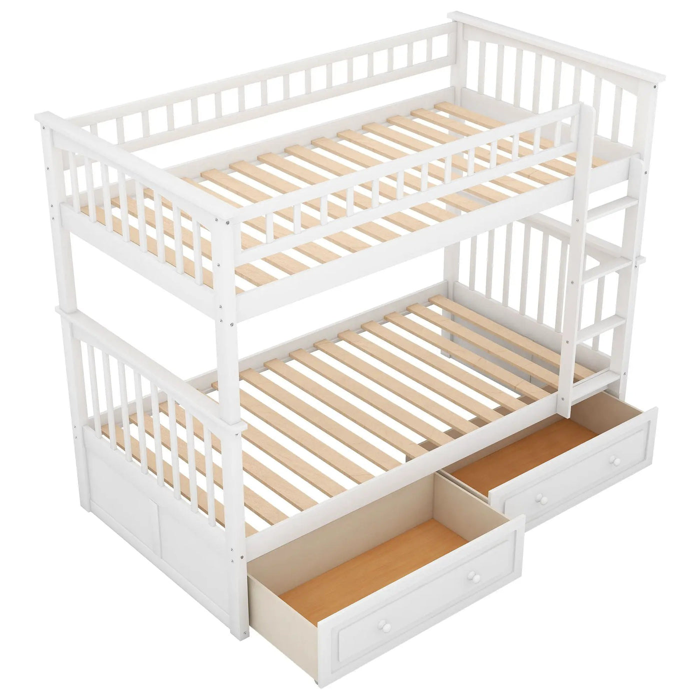 Twin Over Twin Bunk Bed With Drawers, Convertible Beds by HouseOfZazla