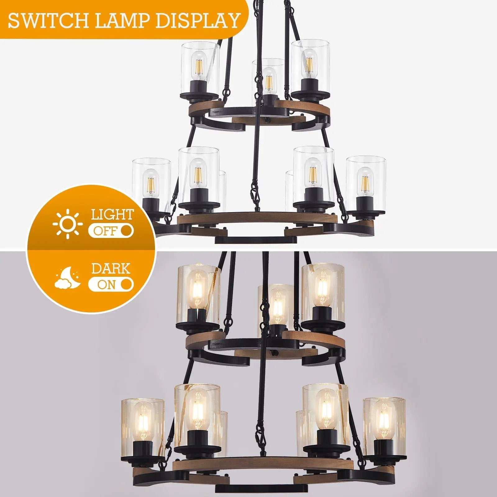 9-Light Vintage Wagon Wheel Chandelier by HouseOfZazla