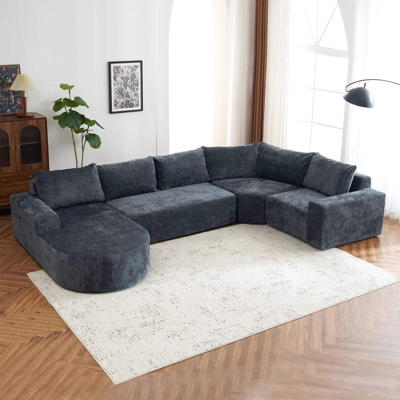 U-Shaped Oversized Modular Cloud Sectional Sofa With Deep Seat For Living Room by HouseOfZazla