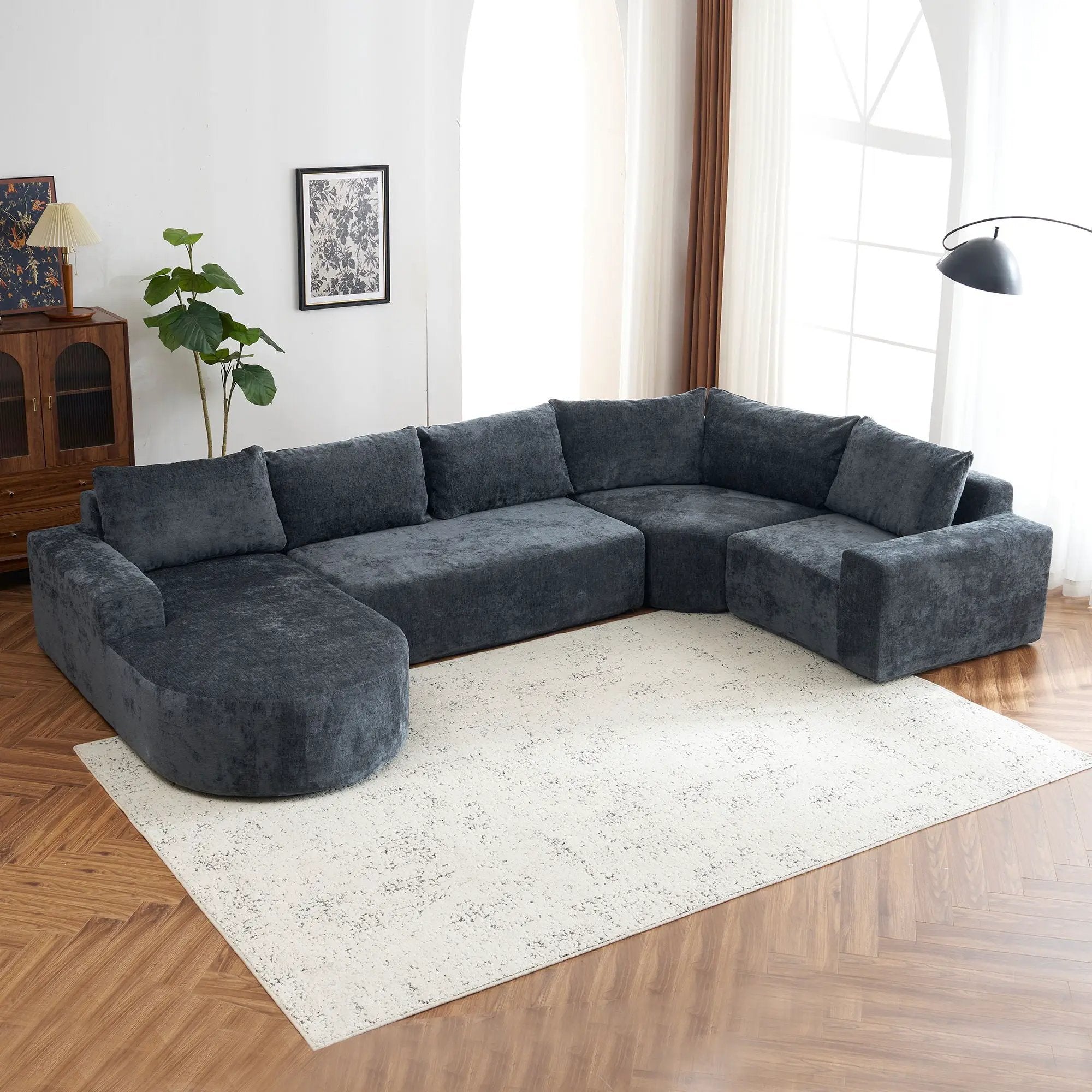 U-Shaped Oversized Modular Cloud Sectional Sofa With Deep Seat For Living Room by HouseOfZazla