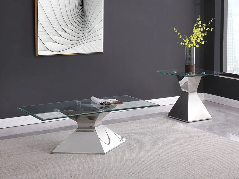 Jenny 2-piece Rectangular Coffee and End Table Set Chrome by Unique Piece Furniture