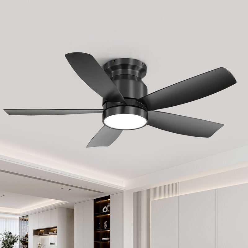 Flush Mount Ceiling Fan With 18W LED Light And Remote Control, photo 2 of 4