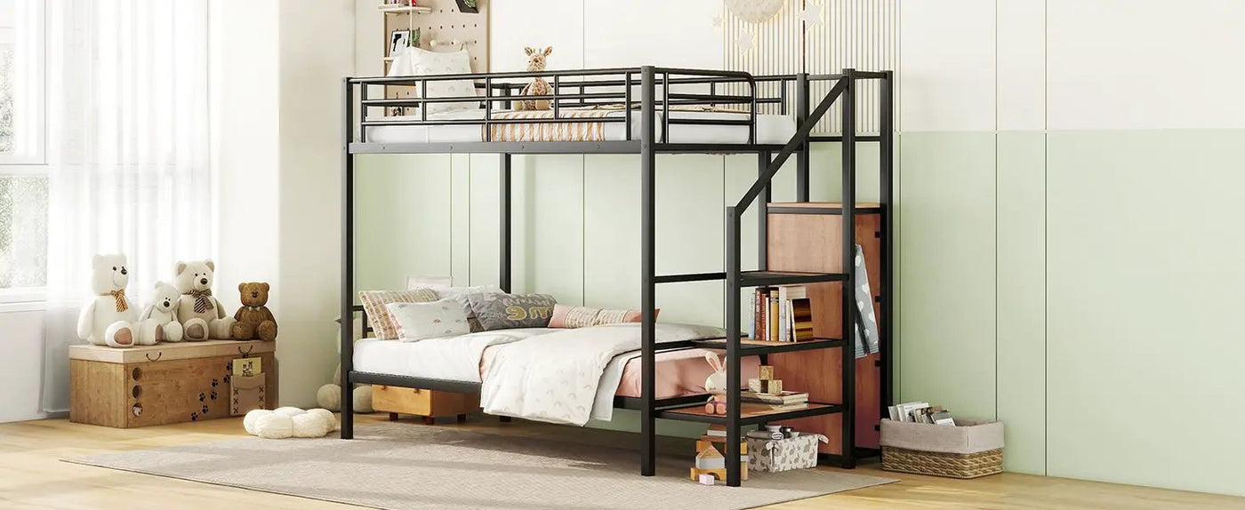 Bunk Bed With Lateral Storage Ladder And Wardrobe by HouseOfZazla