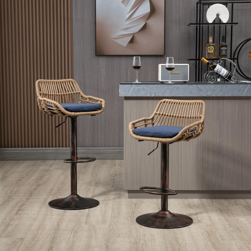 Modern Swivel Bar Stools Adjustable Counter Chairs With Footrest (Set of 2) by HouseOfZazla
