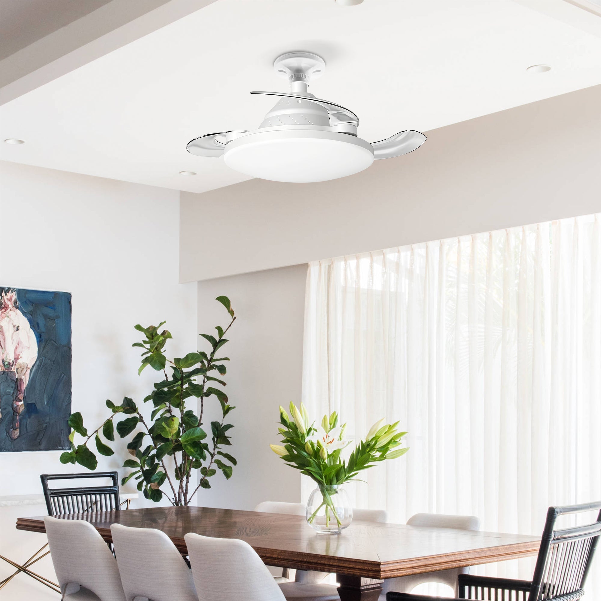 Bulb-Type Small Size Ceiling Fan With Retractable Blades by HouseOfZazla