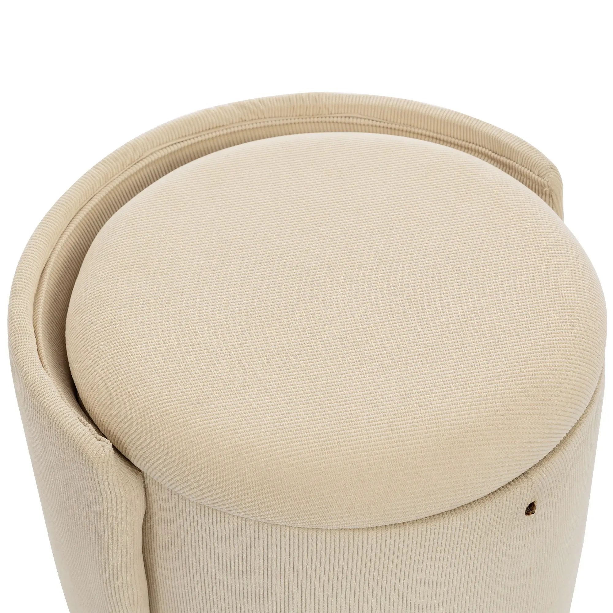 Barrel Chair, Built In Storage, 360° Swivel - Beige by HouseOfZazla