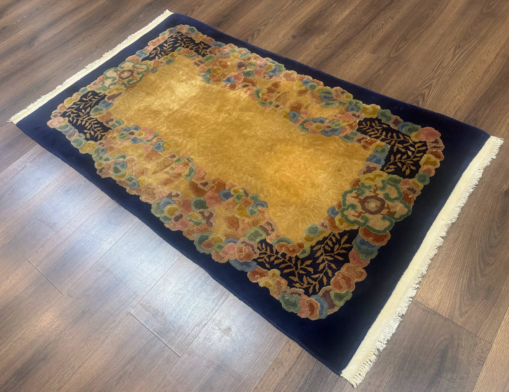 Chinese Wool Rug 3x5, Vintage Carpet, Handmade by Jewel Rugs