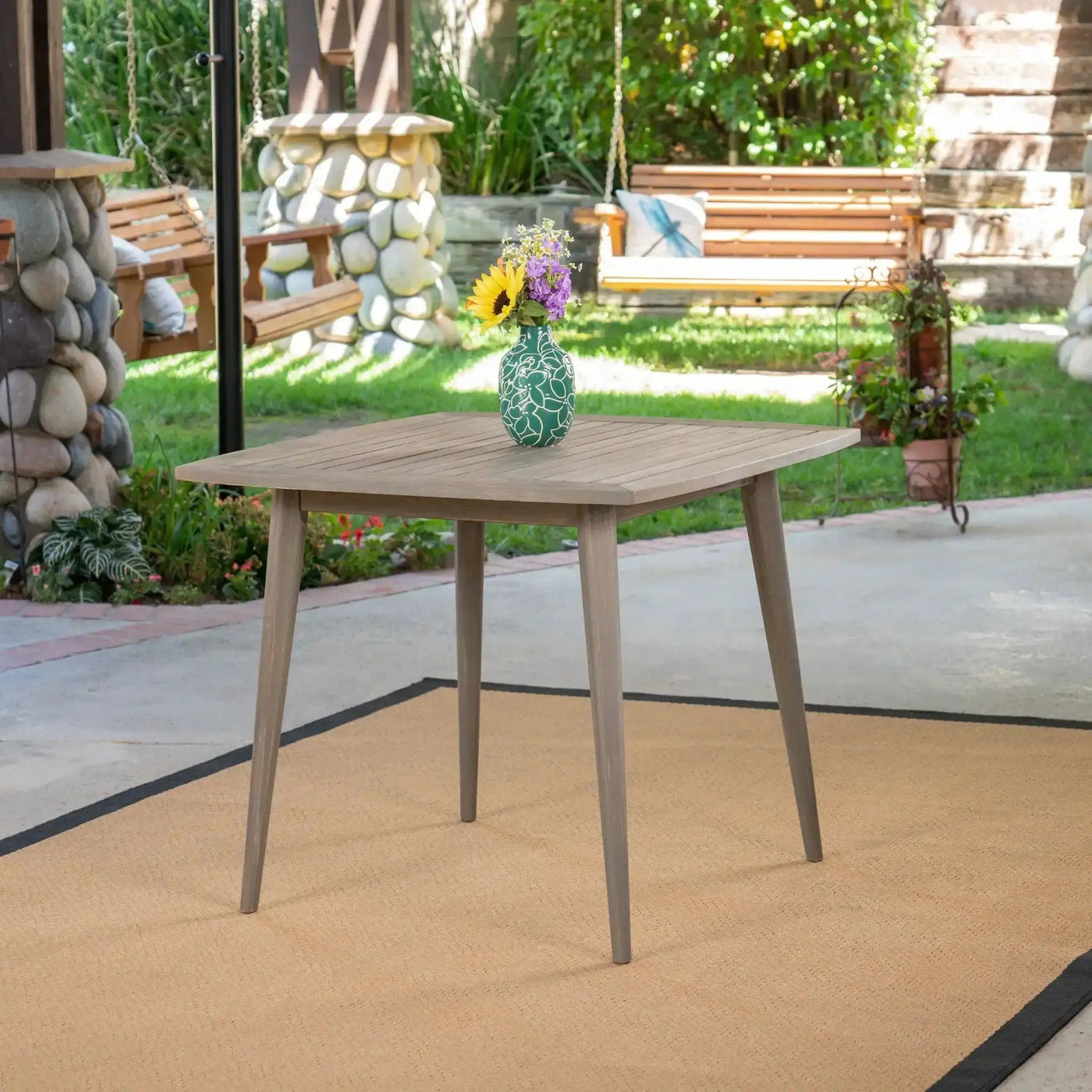 Modern Indoor Square Acacia Wood Dining Table with Toothpick Leg Design by HouseOfZazla