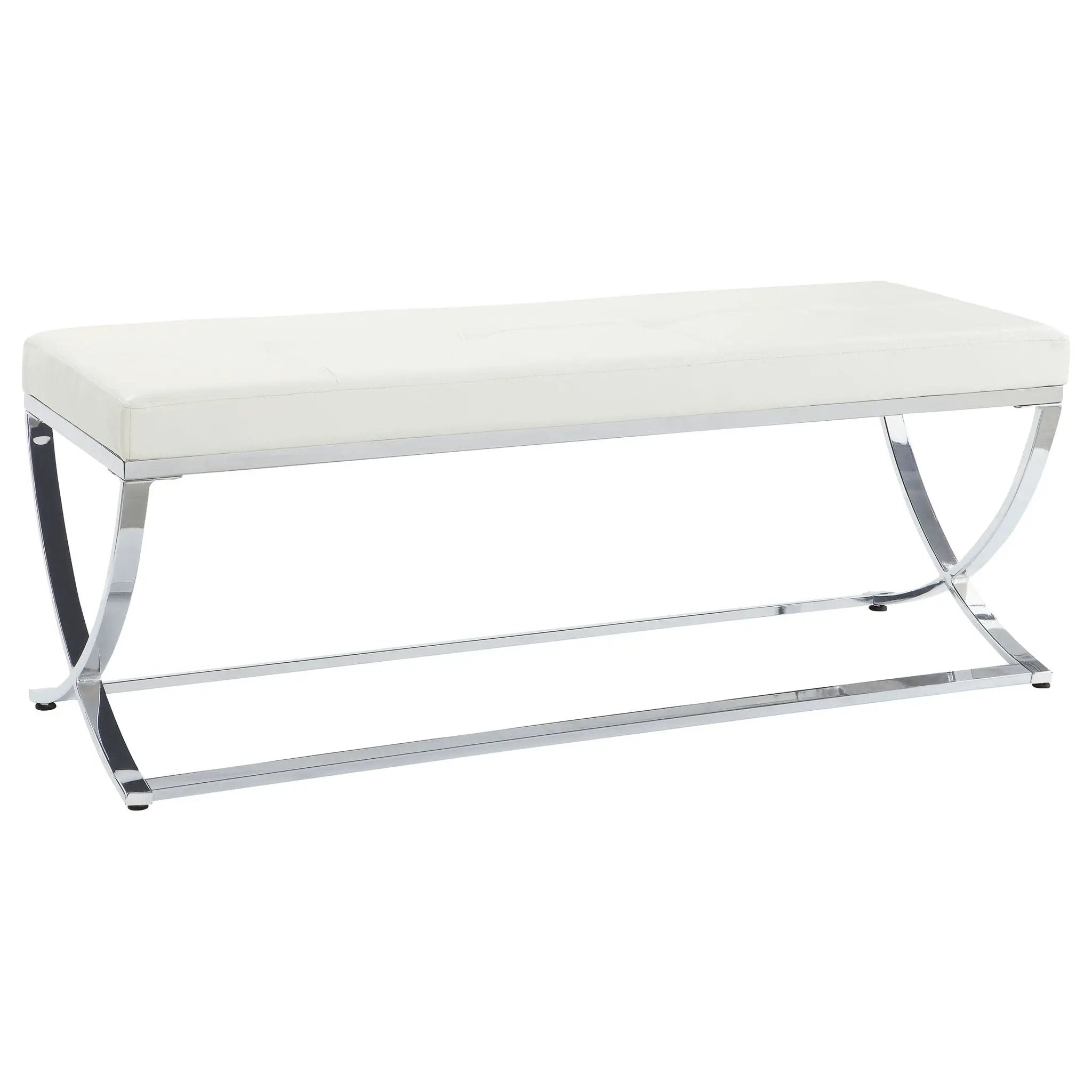 Walton Leatherette Upholstered Tufted Accent Bench White by Unique Piece Furniture
