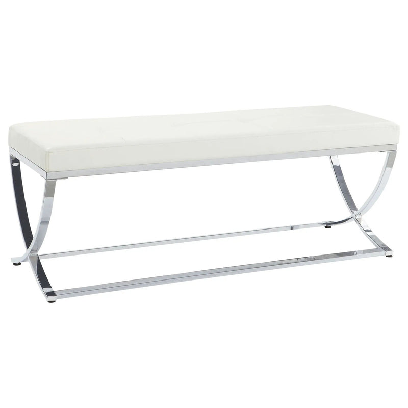 Walton Leatherette Upholstered Tufted Accent Bench White by Unique Piece Furniture
