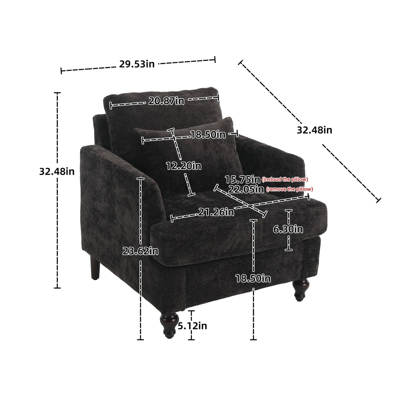 Modern Mid Century Wood Frame Armchair With Tufted Design by HouseOfZazla