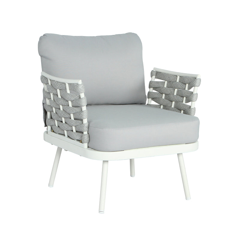 Mariano Steel 4-Pieces Conversation Set, Off White & Grey by HouseOfZazla