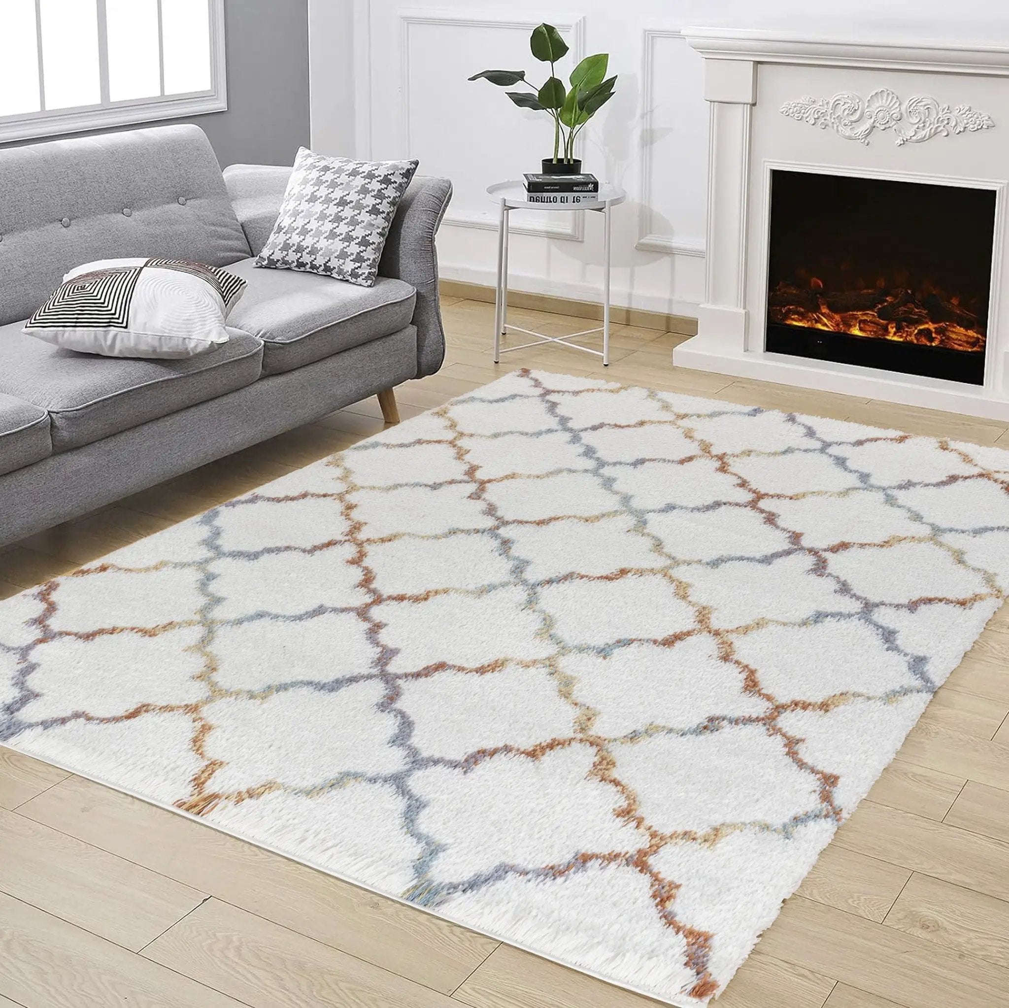Loft Shag - 5' 3" X 7' Shaggy Area Rug Polypropylene - Ivory by HouseOfZazla