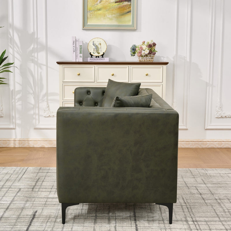 83" Tech Fabric Sofa with Metal Legs, 3 Seater Modern Upholstered Sofa - Green, photo 3 of 8