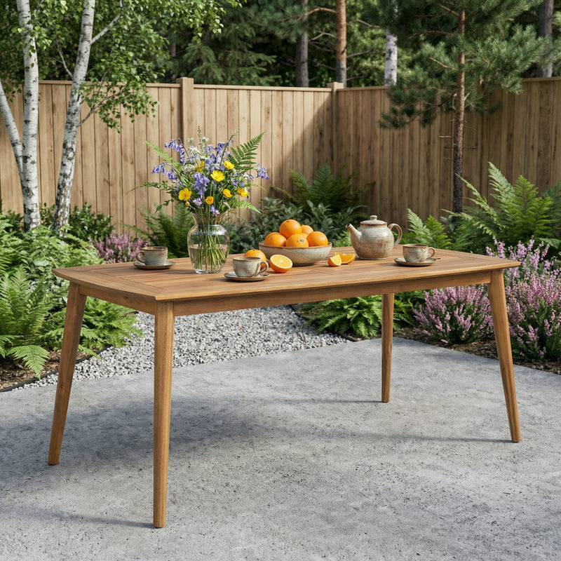 Outdoor Dining Table with Acacia Wood Frame, Teak