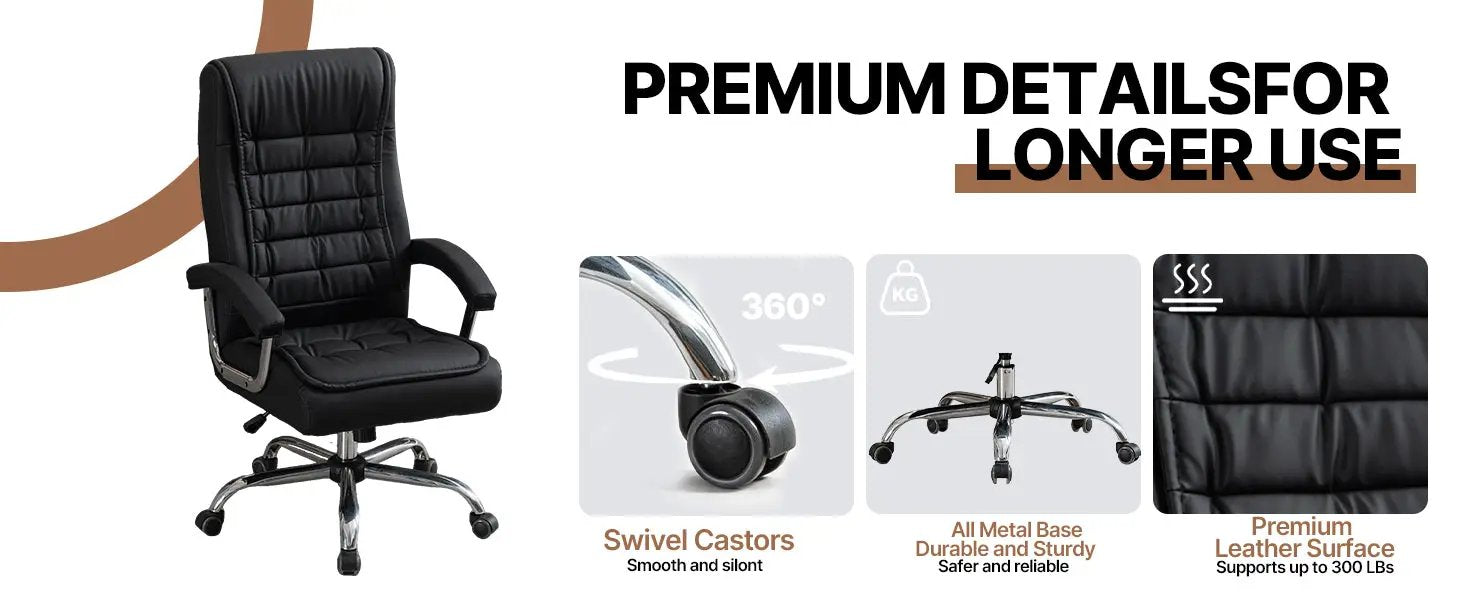 Executive Office Chair - High Back PU Leather Ergonomic Design by HouseOfZazla
