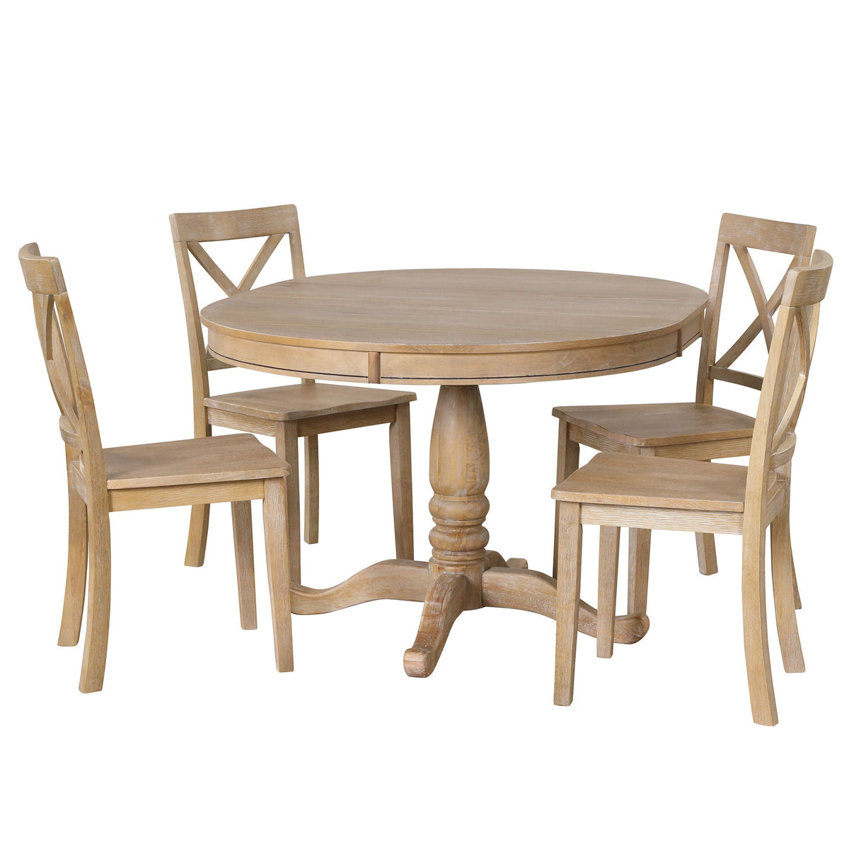 Modern Dining Table Set for 4 with Curved Back Chairs - Beige or Light Brown, photo 20 of 40